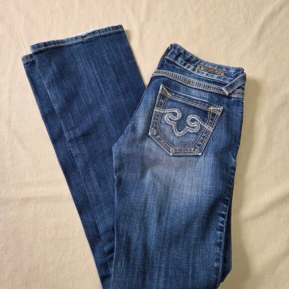 Rerock For Express Barely Boot Blue Jeans woman's size 0R - Picture 1 of 8